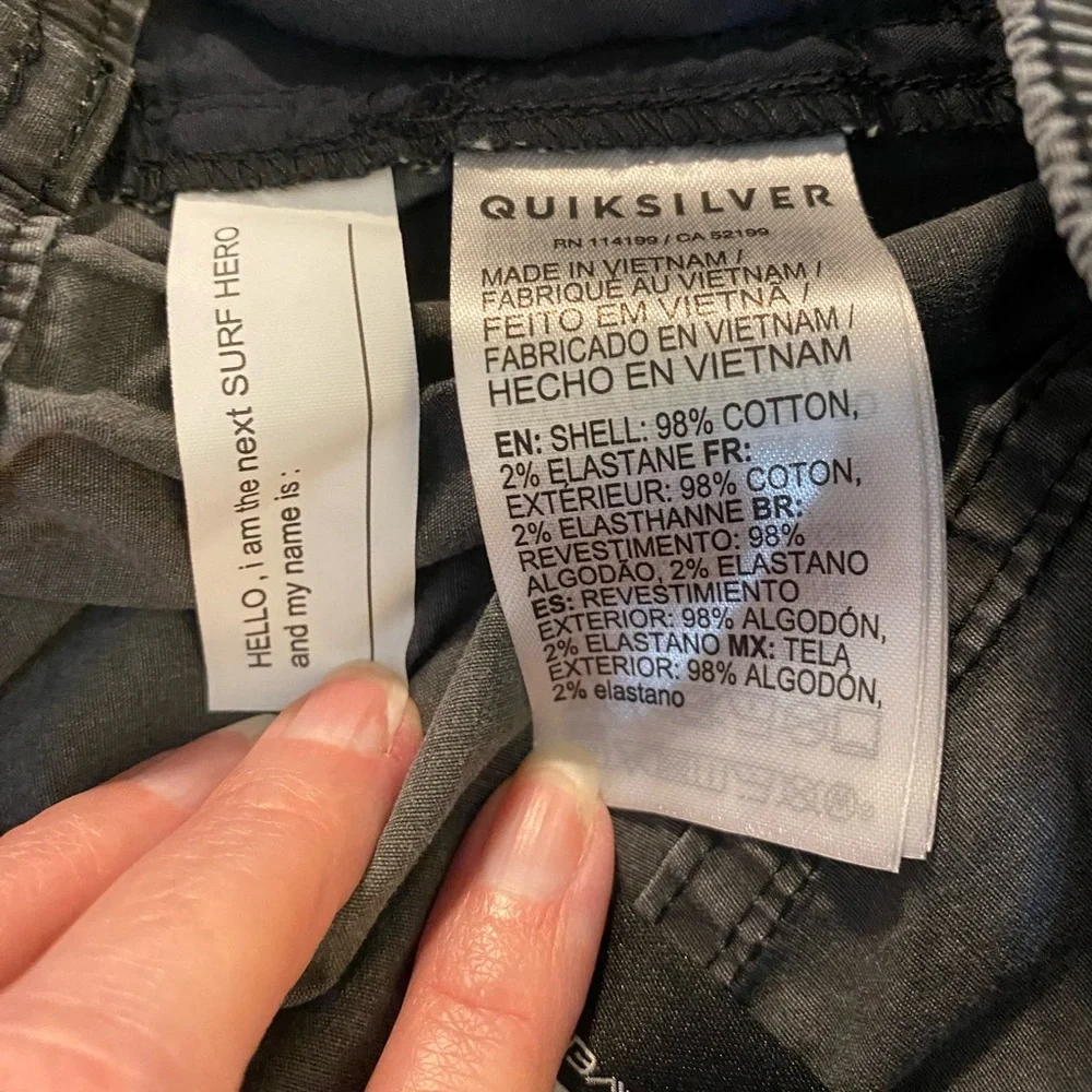 Quiksilver Boys Black Acid Wash Taxer Pull On Walk Shorts - Medium/12 - Picture 12 of 13